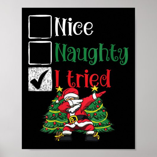 Womens Nice Naughty I Tried List Dabbing Santa Chr Poster (Vorne)