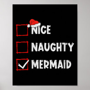 Womens Nice Naughty Mermaid Weihnachtsliste Xmas S Poster