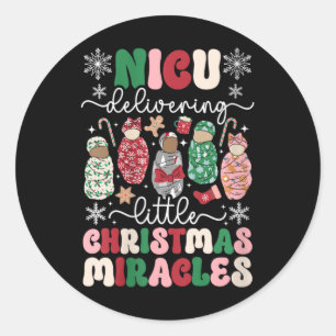 Womens Nicu Christmas Miracles Nicu Nurse Xmas Par Runder Aufkleber