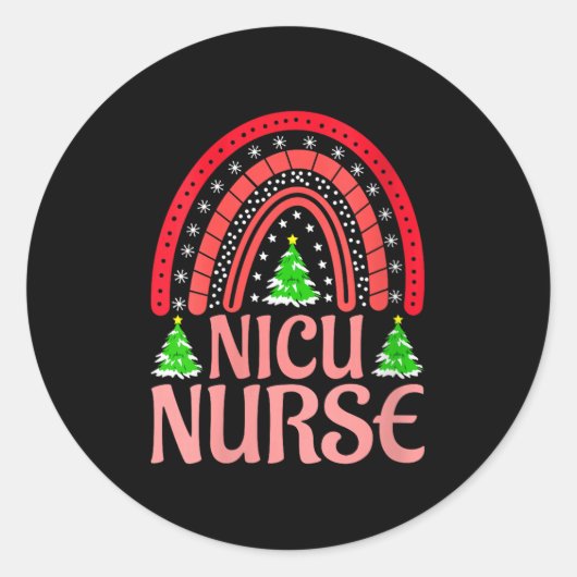 Womens Nicu Nurse Christmas Crew Nurselife Nursing Runder Aufkleber (Vorderseite)
