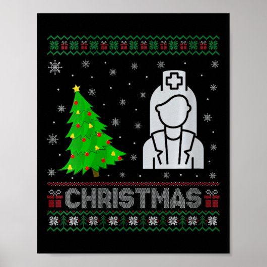 Womens Nicu Nurse Xmas Tree Lighting Ugly Christma Poster (Vorne)