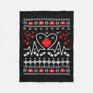Womens Nurse Heartbeat - Uguler Weihnachtssüßer Fleecedecke