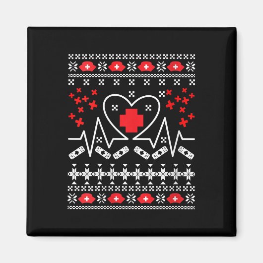 Womens Nurse Heartbeat - Uguler Weihnachtssüßer Magnet (Vorne)