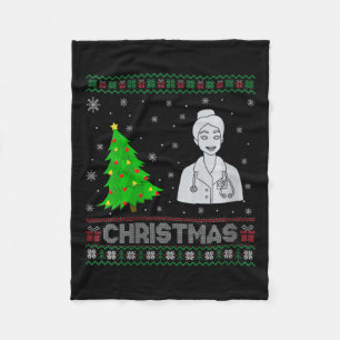 Womens Nurse Practitioner Xmas Tree Lighting Ugly Fleecedecke