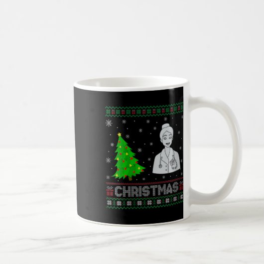 Womens Nurse Practitioner Xmas Tree Lighting Ugly Kaffeetasse (Rechts)