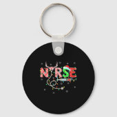 Womens Nursing Stethoscope Reindeer Nurse Hat Funn Schlüsselanhänger (Vorderseite)