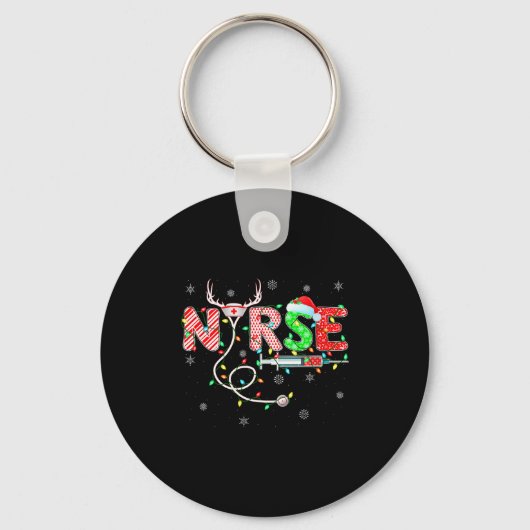 Womens Nursing Stethoscope Reindeer Nurse Hat Funn Schlüsselanhänger (Vorderseite)