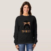 Womens One Thankful Nonnie Leopard Messy Bun Thank Sweatshirt (Vorne ganz)