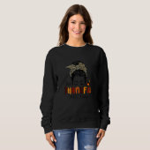 Womens One Thankful Ortho Nurse Messy Bun Leopard Sweatshirt (Vorne ganz)