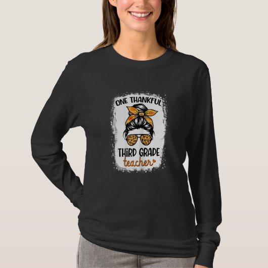 Womens One Thankful Third Grade Teacher Happy Fall T-Shirt (Vorderseite)