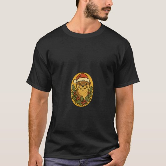 Womens Otter Wearing a Santa Hat Christmas Winter  T-Shirt (Vorderseite)