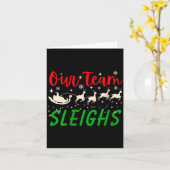 Womens Our Team Sleighs Reindeers Santa's Workers  Karte (Gelbe Blume)