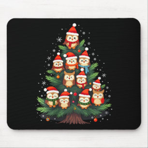 Womens Owl Weihnachtsbaum Xmas Lichter Xmas Owl Lo Mousepad