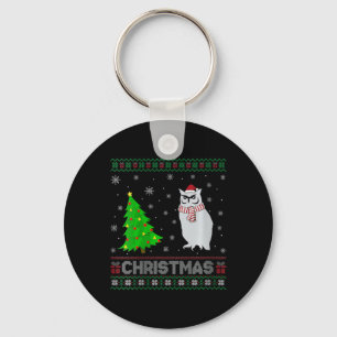 Womens Owl Xmas Tree Lighting Ugly Christmas Sweat Schlüsselanhänger