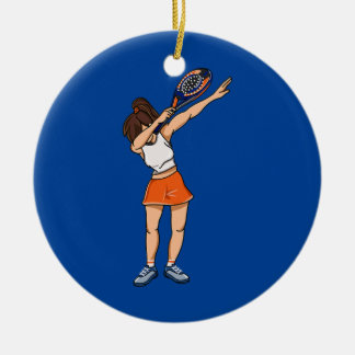 Womens Padel Tennis Dabbing Padel Girl Keramik Ornament