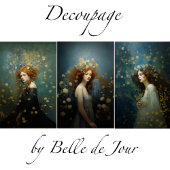 Women's paintings with gold accents decoupage  geschenkpapier set