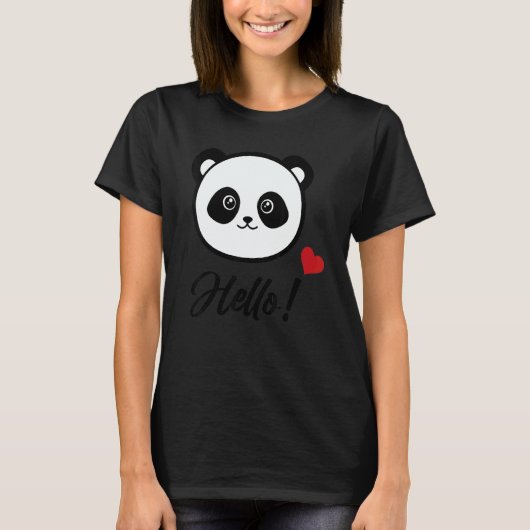 Womens Panda 'hello' T-Shirt (Vorderseite)
