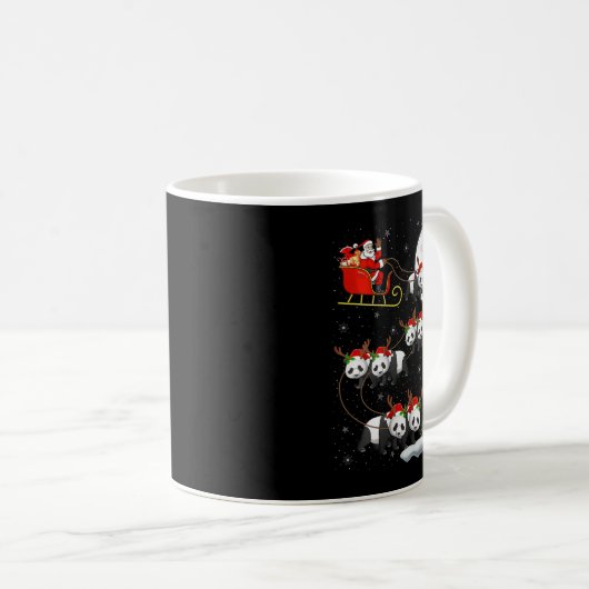 Womens Panda Santa Sleigh Flying Funny Magical Chr Kaffeetasse (VorderseiteRechts)