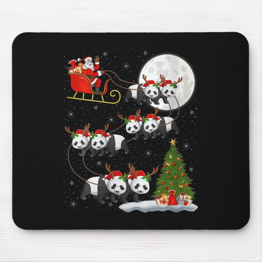 Womens Panda Santa Sleigh Flying Funny Magical Chr Mousepad (Vorne)