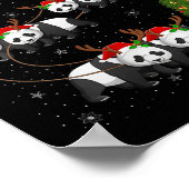 Womens Panda Santa Sleigh Flying Funny Magical Chr Poster (Ecke)