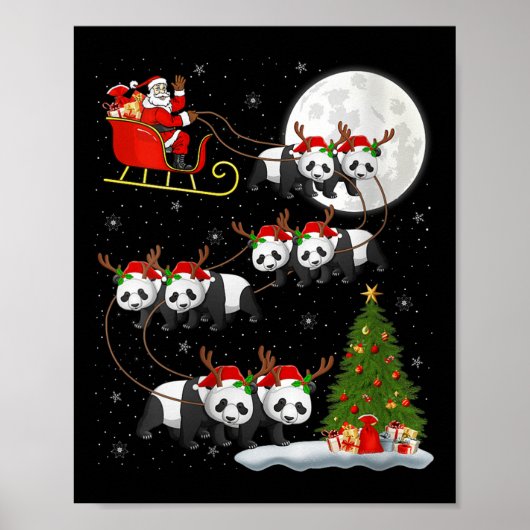 Womens Panda Santa Sleigh Flying Funny Magical Chr Poster (Vorne)
