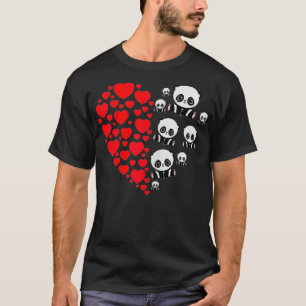Womens Panda Valentinstag Herts Liebe Girls Gif T-Shirt