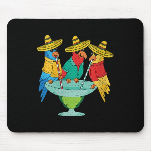 Womens Parrot Cinco De Mayo Funny Drinking Tequila Mousepad (Vorne)