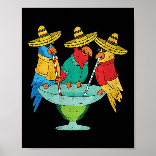 Womens Parrot Cinco De Mayo Funny Drinking Tequila Poster (Vorne)