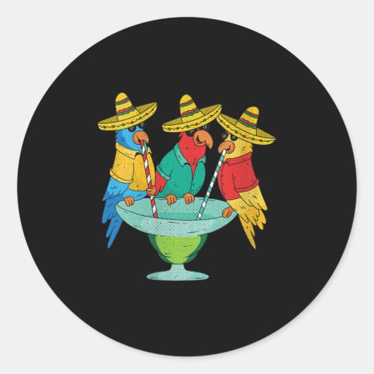 Womens Parrot Cinco De Mayo Funny Drinking Tequila Runder Aufkleber (Vorderseite)