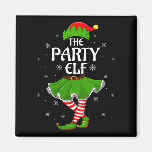 Womens Party Elf Christmas Family Girls Women Elf Magnet (Vorne)