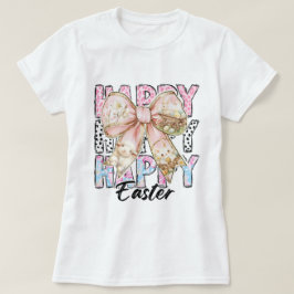 Womens Pastel Happy Oaster Coquette Bow T-Shirt
