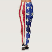 Women's Patriotic Leggings, American Flag Glitter Leggings (Rückseite)