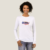 Womens Patriotic Truckin' Long Sleeve Tri-Blend Shirt (Vorderseite voll)