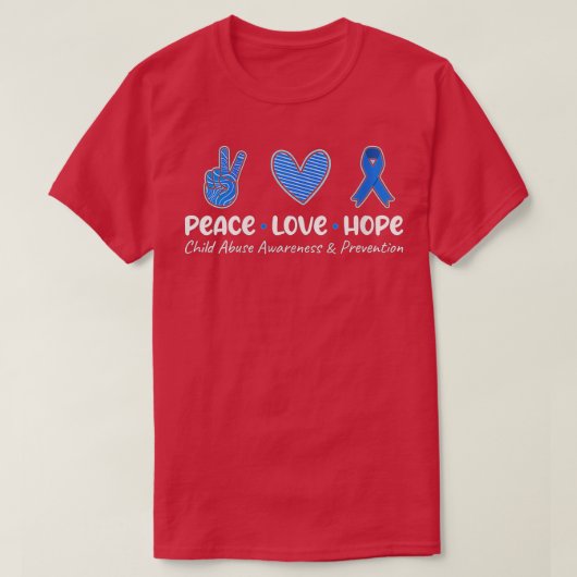 Womens Peace Love Hope Child Abuse Awareness Preve T-Shirt (Design vorne)