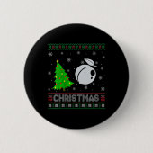 Womens Peach Xmas Tree Lighting Ugly Weihnachtssch Button (Vorderseite)