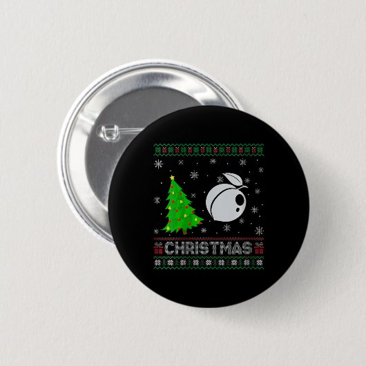 Womens Peach Xmas Tree Lighting Ugly Weihnachtssch Button (Vorne & Hinten)