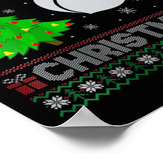 Womens Peach Xmas Tree Lighting Ugly Weihnachtssch Poster (Ecke)