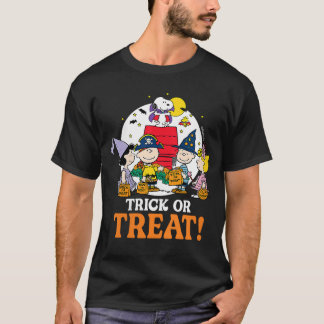 Womens Peanuts Halloween Trick Or Treat moonlight T-Shirt