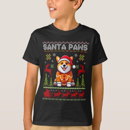 Womens Pembroke Welsh Corgi Santa Paws Merry Chris T-Shirt (Vorderseite)