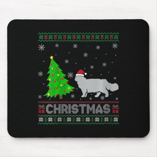Womens Persian Cat Xmas Tree Lighting Ugly Christm Mousepad (Vorne)