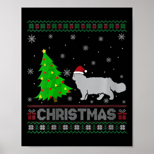 Womens Persian Cat Xmas Tree Lighting Ugly Christm Poster (Vorne)