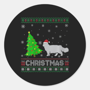 Womens Persian Cat Xmas Tree Lighting Ugly Christm Runder Aufkleber