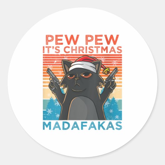 Womens Pew Pew Es ist Weihnachten Madafakas Runder Aufkleber (Vorderseite)