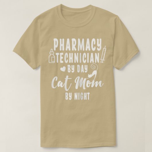 Womens Pharmacy Technician By Day Cat Mom By Night T-Shirt (Design vorne)