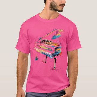 Womens Pianist Gift Piano Instrument Music Colour T-Shirt