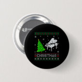 Womens Piano Xmas Tree Lighting Ugly Weihnachtssch Button (Vorne & Hinten)