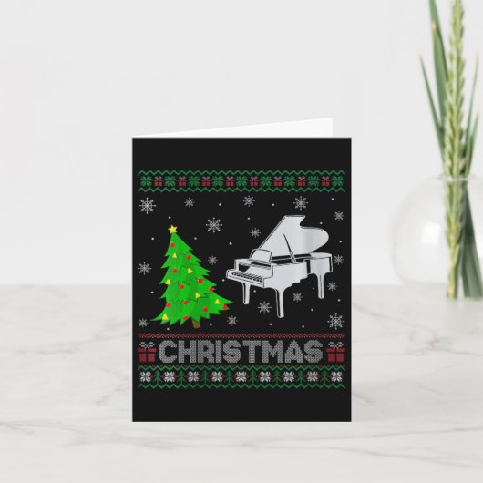 Womens Piano Xmas Tree Lighting Ugly Weihnachtssch Karte (Vorderseite)