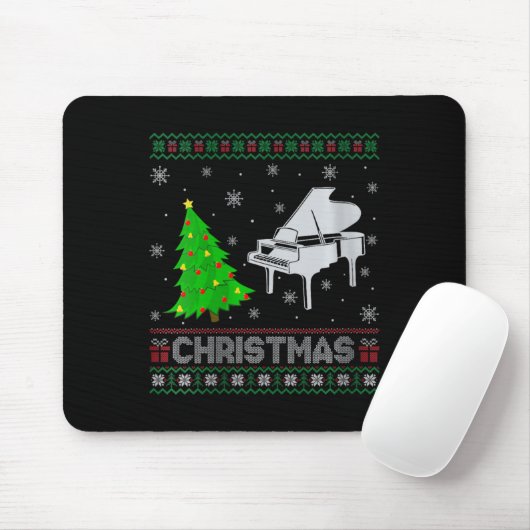 Womens Piano Xmas Tree Lighting Ugly Weihnachtssch Mousepad (Mit Mouse)