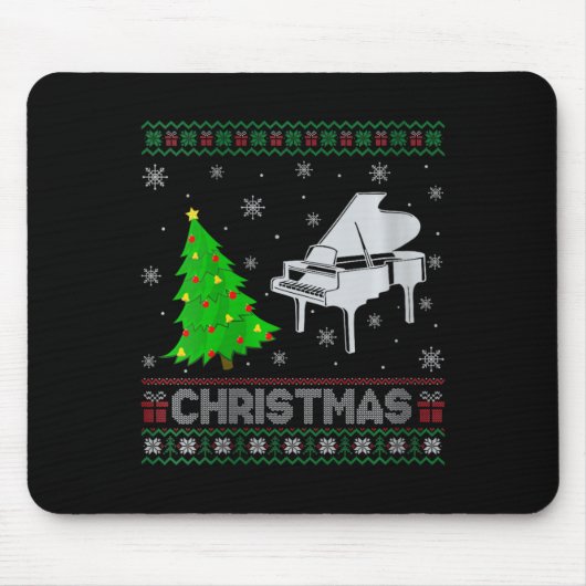 Womens Piano Xmas Tree Lighting Ugly Weihnachtssch Mousepad (Vorne)