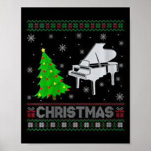 Womens Piano Xmas Tree Lighting Ugly Weihnachtssch Poster